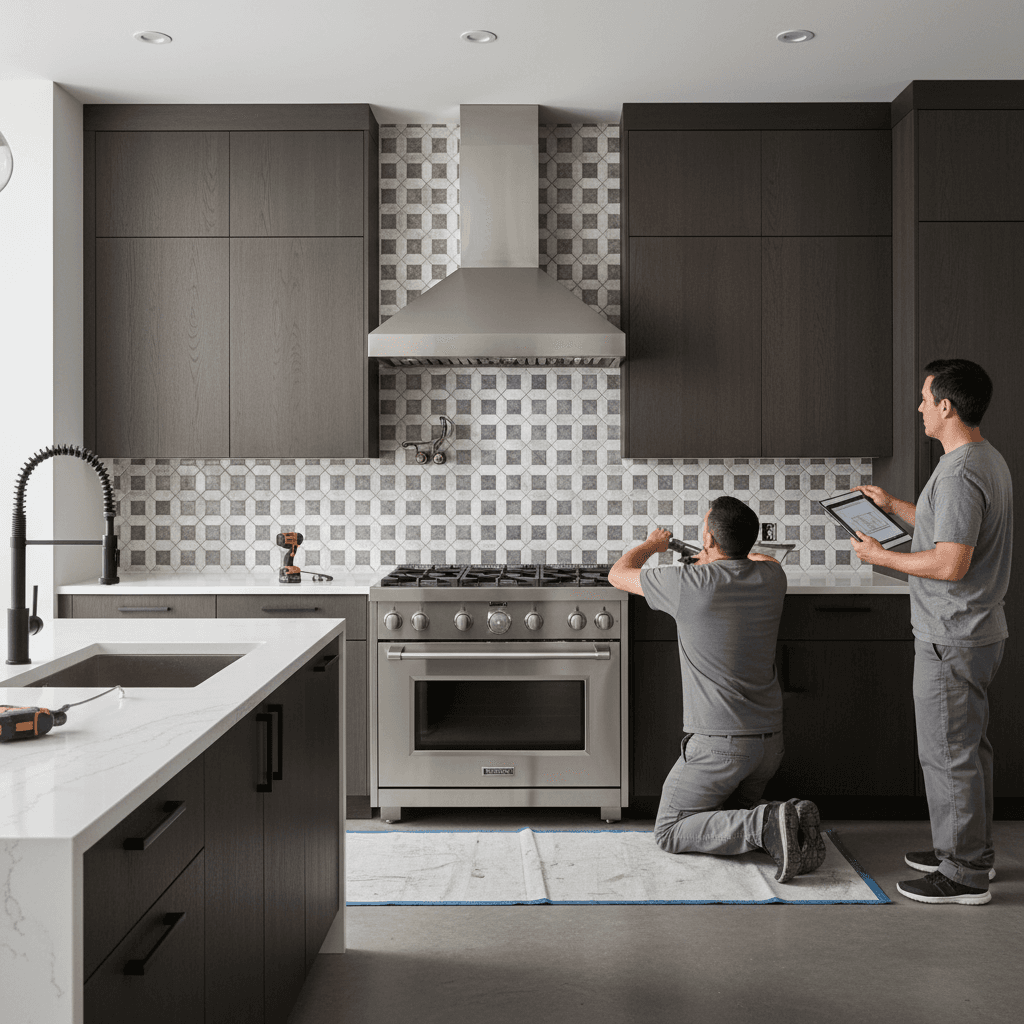 Kitchen backsplash tile installation