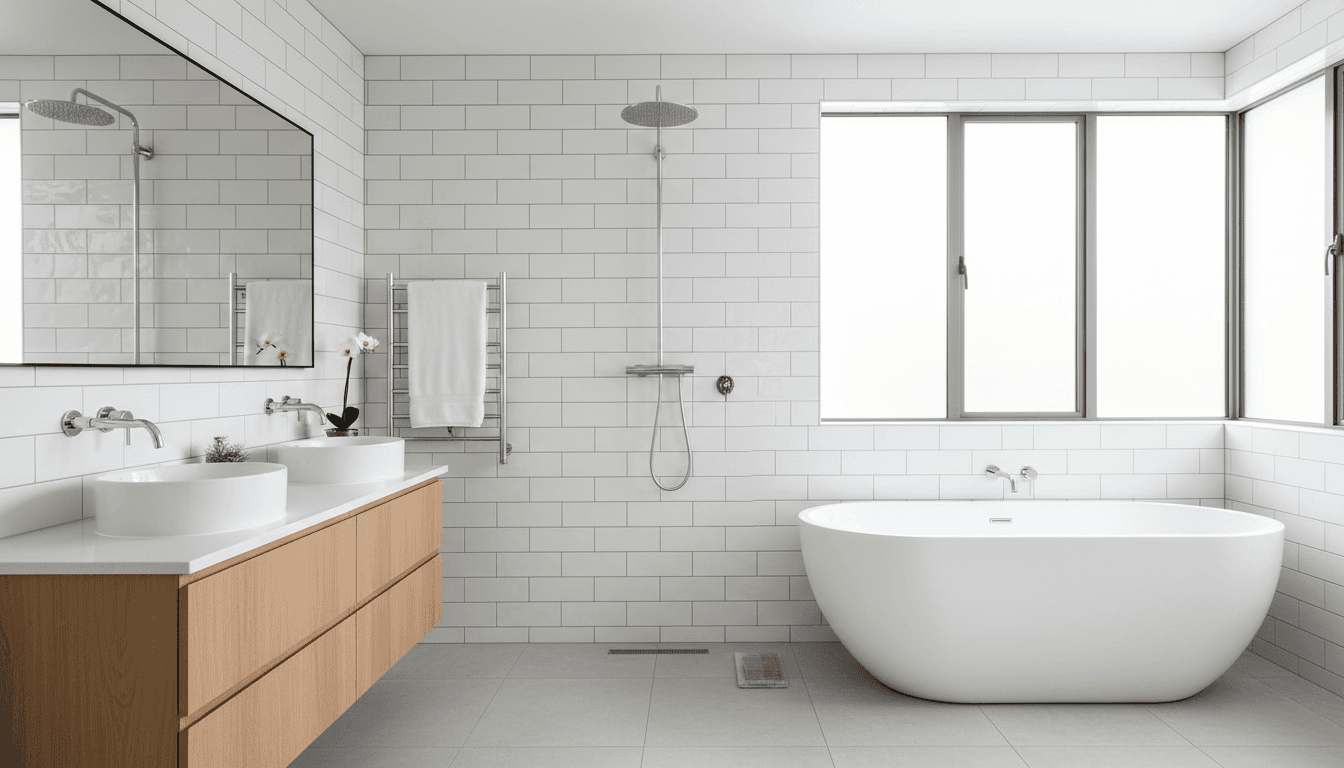Finished tile installation bathroom