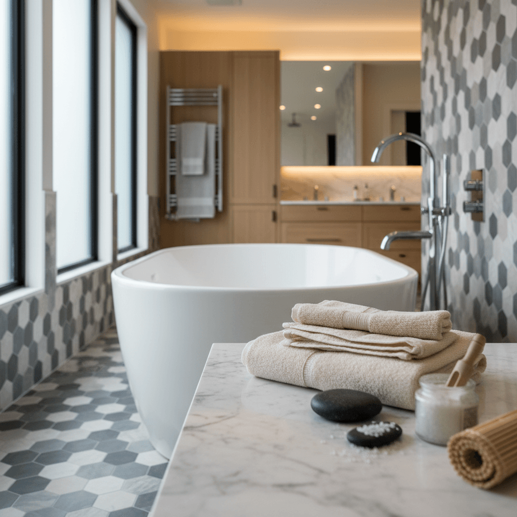 Luxury bathroom tile renovation