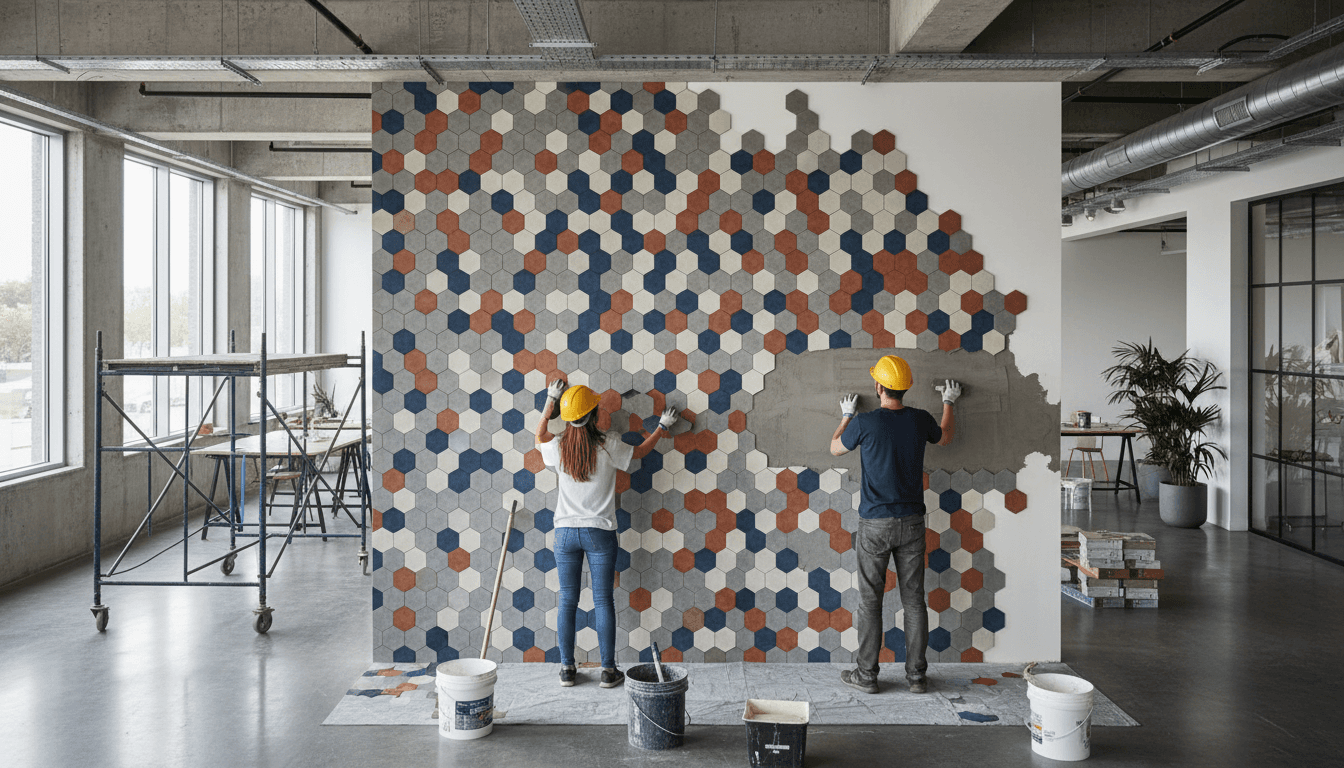 Professional commercial tile installation in modern business space