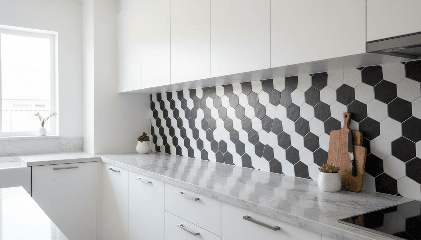Beautiful kitchen backsplash installation with sleek design