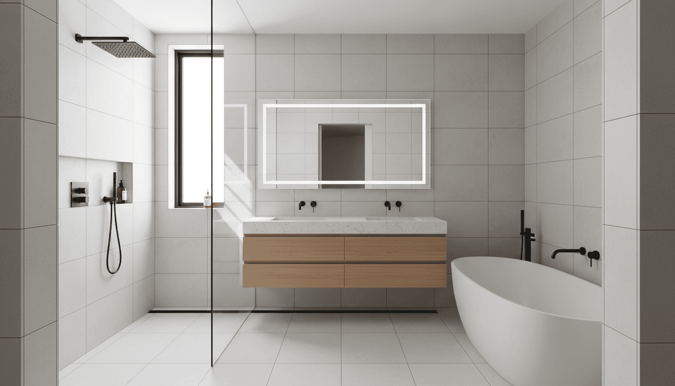 Custom tile shower with large format tiles